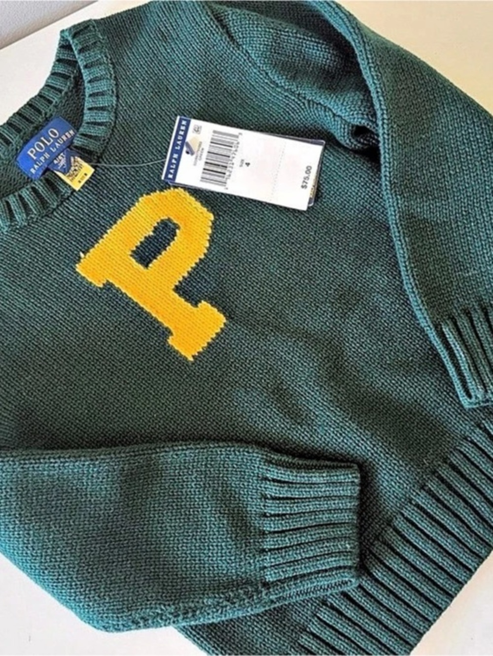 Polo Ralph Lauren Cotton Letter P Crewneck Sweater Polo Bear Crewneck in Green